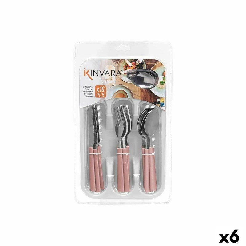 Set di Posate Kinvara KT166096-1C-P Rosa Argentato Acciaio inossidabile Plastica (6 Unità)