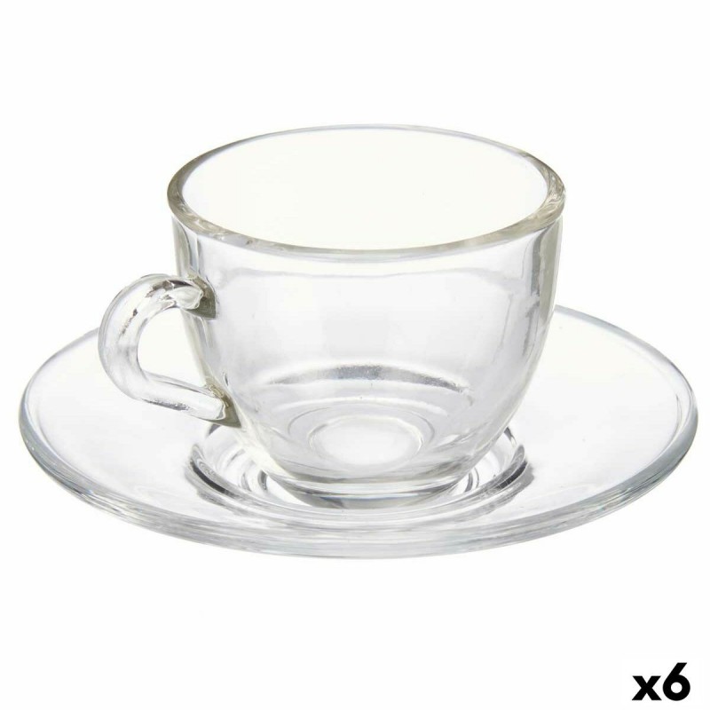Tazza con Piatto Vivalto S12212/BHA Trasparente Vetro 85 ml (6 Unità)