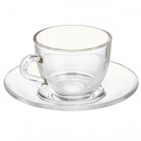 Tazza con Piatto Vivalto S12212/BHA Trasparente Vetro 85 ml (6 Unità)