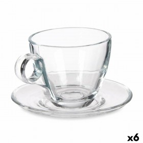 Tazza con Piatto Trasparente Vetro 170 ml (6 Unità)