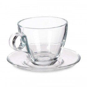 Tazza con Piatto Trasparente Vetro 170 ml (6 Unità)