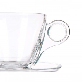 Tazza con Piatto Trasparente Vetro 170 ml (6 Unità)