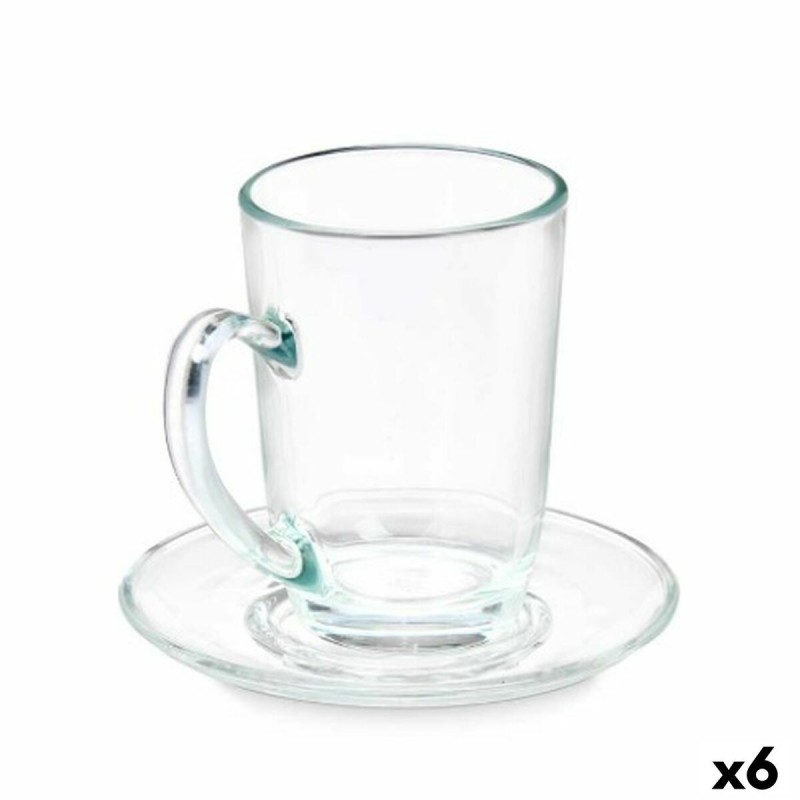 Tazza con Piatto Vivalto 41089 Trasparente Vetro 200 ml (6 Unità)