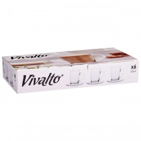 Tazza con Piatto Vivalto 41089 Trasparente Vetro 200 ml (6 Unità)