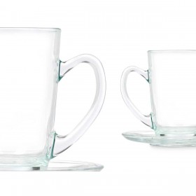 Tazza con Piatto Vivalto 41089 Trasparente Vetro 200 ml (6 Unità)