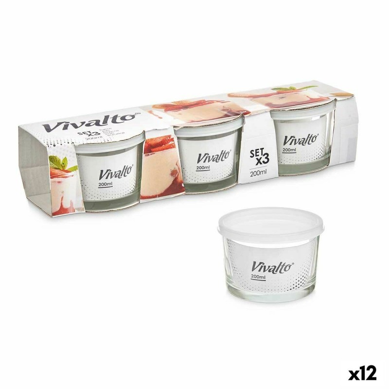 Set di scatole porta pranzo Vivalto OCT-W37403 Trasparente Vetro polipropilene 200 ml (12 Unità)