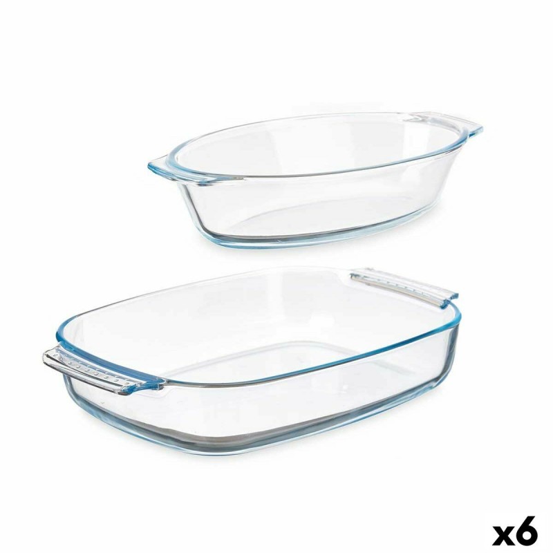 Set di Vassoi Vivalto T3-20-S2B Trasparente Vetro Borosilicato 700 ml 2 L (6 Unità)