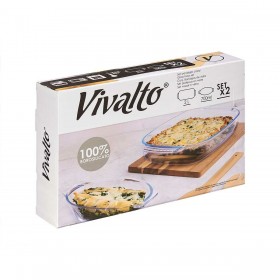 Set di Vassoi Vivalto T3-20-S2B Trasparente Vetro Borosilicato 700 ml 2 L (6 Unità)
