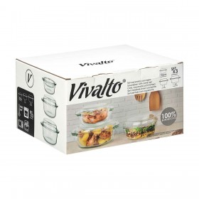Casseruole Vivalto CA1-15-S3 Trasparente Vetro Borosilicato 700 ml 1 L 1,5 L Set (4 Unità)