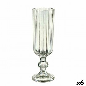Calice da champagne Vivalto OCT-DK80006C Verde Vetro 160 ml Righe (6 Unità)