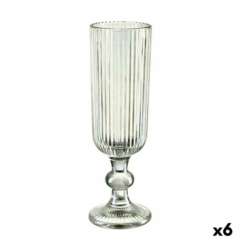 Calice da champagne Vivalto OCT-DK80006C Verde Vetro 160 ml Righe (6 Unità)