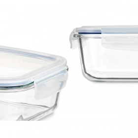 Porta pranzo Trasparente Silicone Vetro Borosilicato 640 ml 18,3 x 6,2 x 13,7 cm (24 Unità)