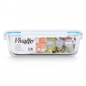 Porta pranzo Vivalto C2-2800K Trasparente Silicone Vetro Borosilicato 2,8 L 29,5 x 9 x 22,8 cm (6 Unità)