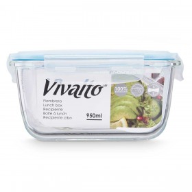 Porta pranzo Vivalto 90553 Trasparente Silicone Vetro Borosilicato 950 ml 18 x 8,8 x 13,5 cm (12 Unità)