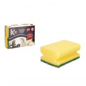 Set di spugne Giallo Verde Poliuretano Fibra abrasiva 4 Pezzi (11 Unità)