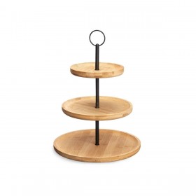 Portafrutta Kinvara KT225015-2 Nero Naturale Metallo Bambù 25 x 37 x 25 cm (6 Unità)