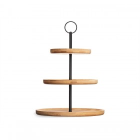 Portafrutta Kinvara KT225015-2 Nero Naturale Metallo Bambù 25 x 37 x 25 cm (6 Unità)