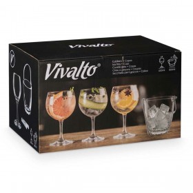 Secchiello per il ghiaccio Vivalto 11444 Trasparente Metallo Cristallo 14,5 x 12 x 12,5 cm 4x (10,5 x 20 cm) Calici (2 Unità)