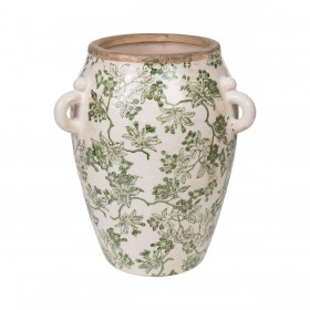 Vaso Romimex Verde Beige Porcellana 23 x 27 x 23 cm Con manici