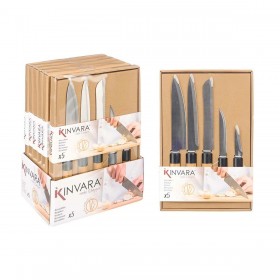 Set di Coltelli Kinvara SJ6533B Marrone Metallo Bambù (12 Unità)