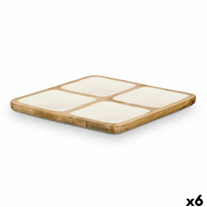 Vassoio con Scompartimenti MALI-991 W Bianco 29,5 x 3 x 29,5 cm (6 Unità)