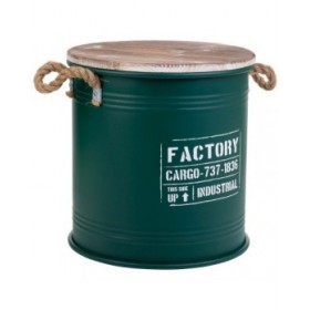 Secchio contenitore Alexandra House Living Factory Verde Canapa Metallo Legno di abete 35 x 35 x 37 cm Con manici Rotonda