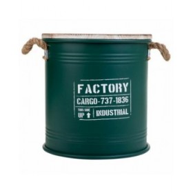Secchio contenitore Alexandra House Living Factory Verde Canapa Metallo Legno di abete 35 x 35 x 37 cm Con manici Rotonda