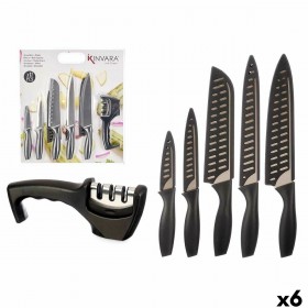 Set di Coltelli Kinvara KT157095 Nero Acciaio inossidabile polipropilene Affilacoltelli (6 Unità)