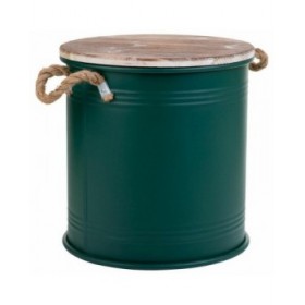 Secchio contenitore Alexandra House Living Factory Verde Canapa Metallo Legno di abete 35 x 35 x 37 cm Con manici Rotonda
