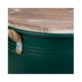 Secchio contenitore Alexandra House Living Factory Verde Canapa Metallo Legno di abete 35 x 35 x 37 cm Con manici Rotonda
