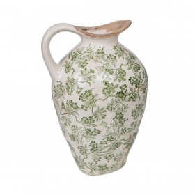 Vaso Romimex Verde Beige Porcellana 23 x 14 x 13 cm Con maniglia