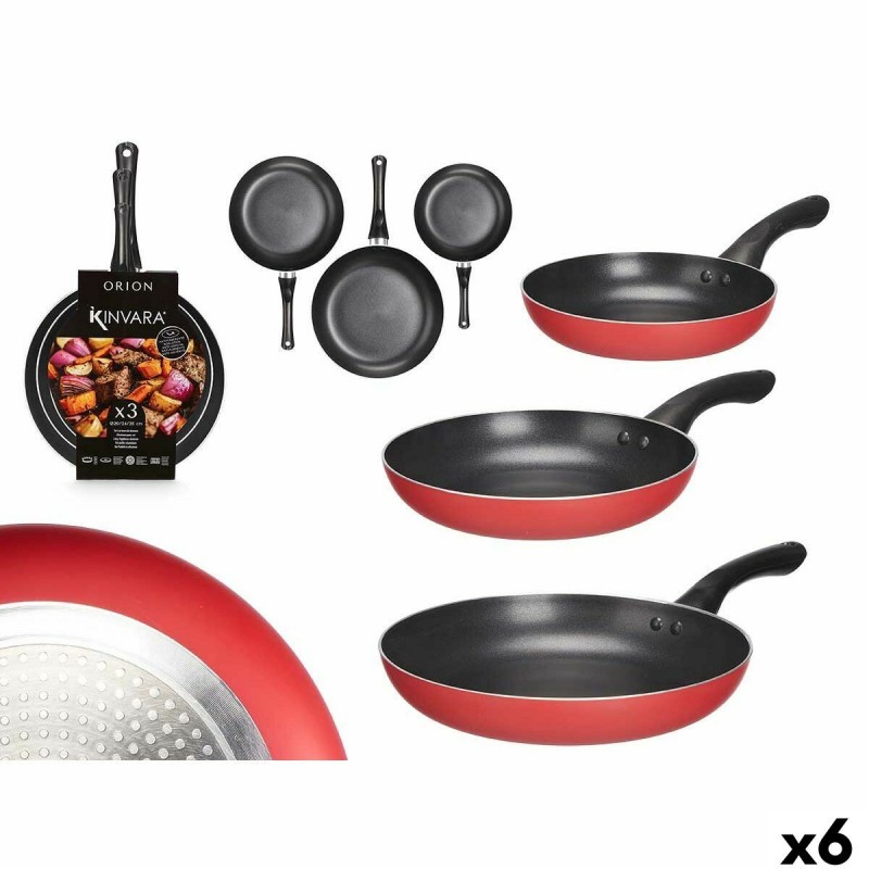 Set di padelle Kinvara 2 Nero Rosso Alluminio Bachelite 20 x 4 cm 28 x 5 cm 24 x 4,5 cm (6 Unità)