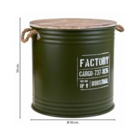 Cesto per i Panni Sporchi Alexandra House Living Factory Verde Canapa Metallo Legno di abete
