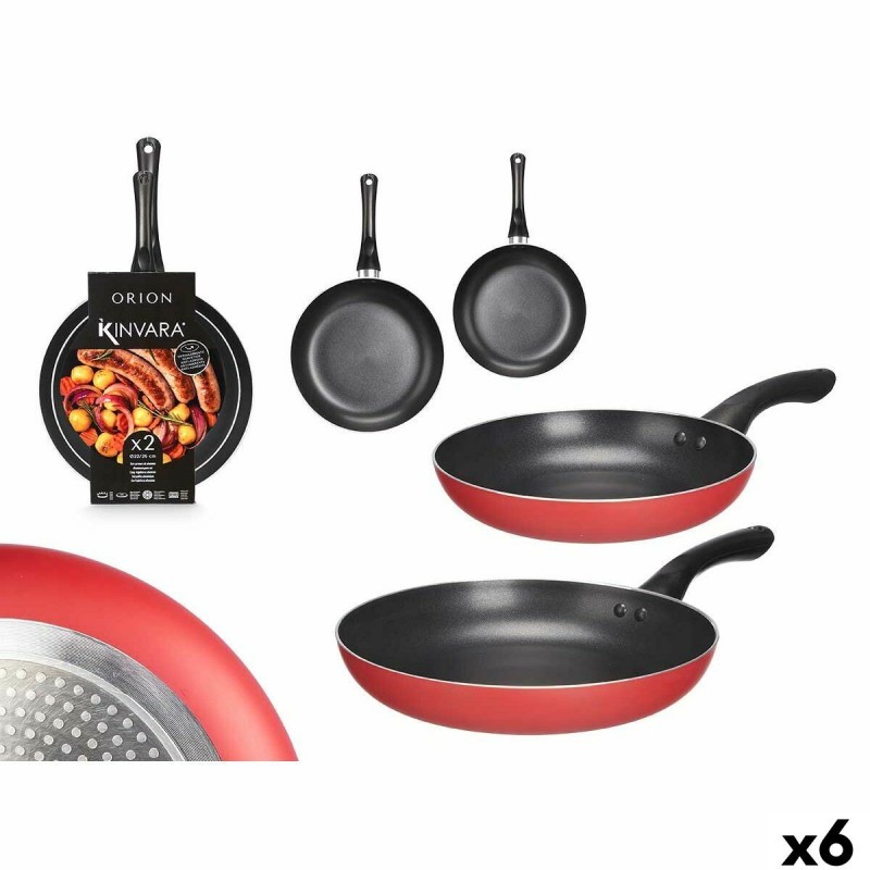 Set di padelle Kinvara 4 Nero Rosso Alluminio Bachelite 22,5 X 4,3 cm 26 x 4,7 cm (6 Unità)
