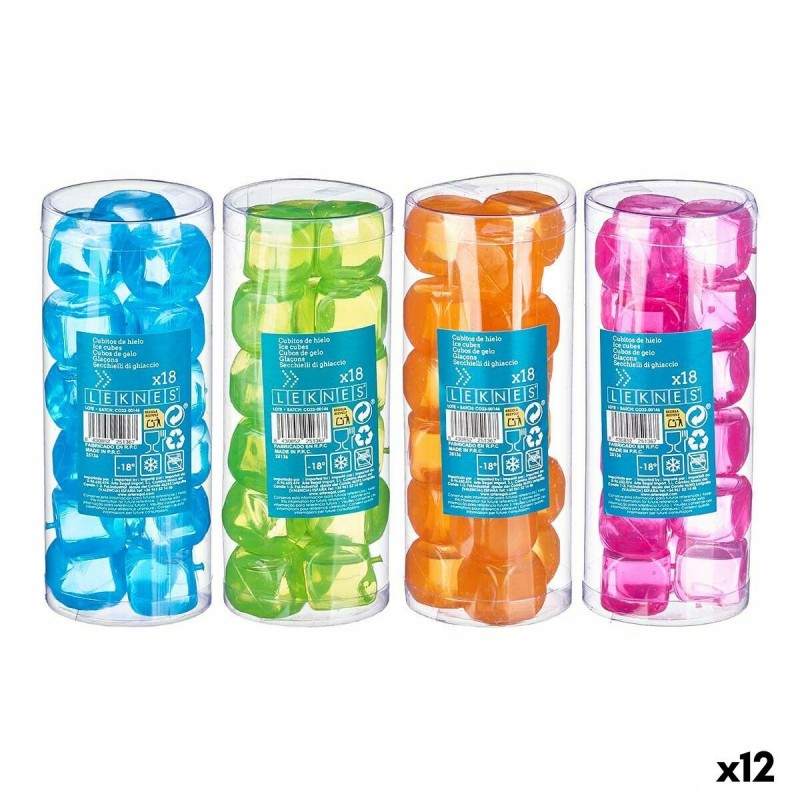Cubetti refrigeranti riutilizzabili Leknes TK22008 Azzurro Verde Arancio Rosa Polietilene Acqua distillata 6,5 x 16 x 6,5 cm 18