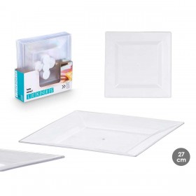 Set di piatti Leknes CK80668-1-T Trasparente polistirene Plastica 27,3 x 2,3 x 27,3 cm (24 Unità)