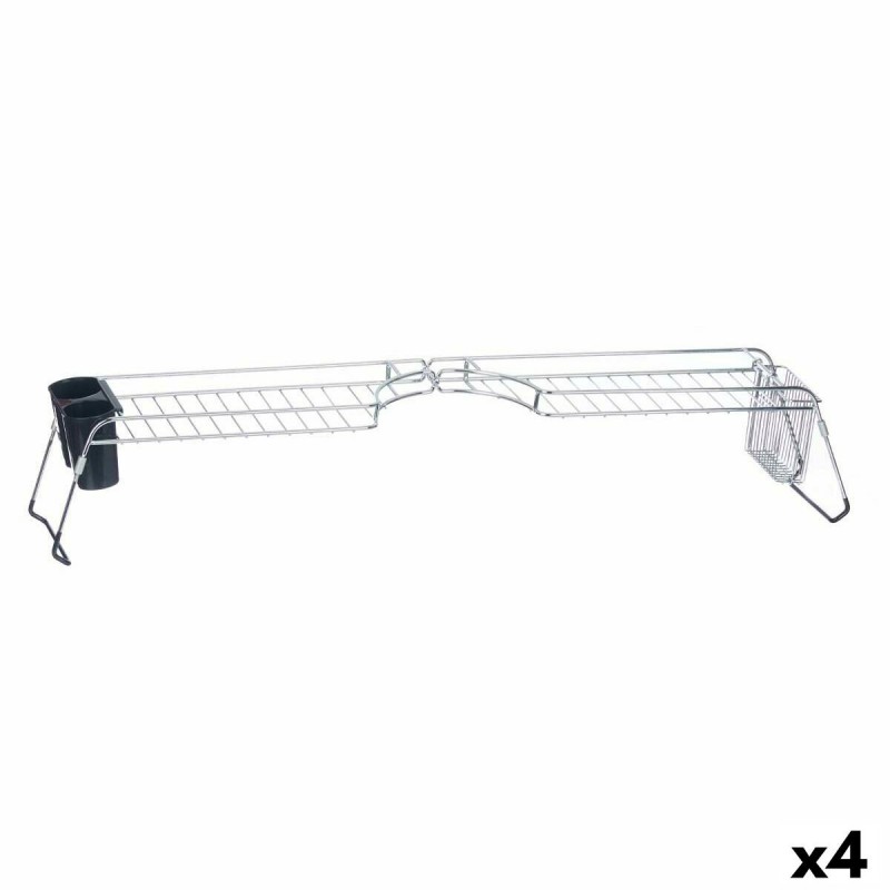 Scolapiatti Allungabile per Lavello Kinvara W3422A-1 Nero Argentato Metallo polipropilene 44 x 11 x 16 cm (4 Unità)