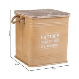 Sgabello Alexandra House Living Marrone Metallo Corda Legno di abete 36 x 36 x 39 cm