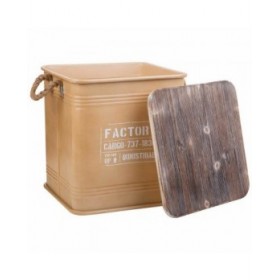 Sgabello Alexandra House Living Marrone Metallo Corda Legno di abete 36 x 36 x 39 cm
