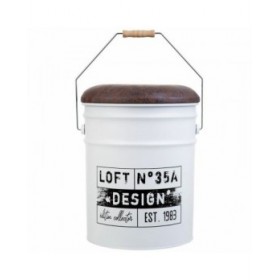 Secchio Alexandra House Living Bianco Canapa Metallo Legno di abete 35 x 31 x 40 cm Con coperchio Con maniglia