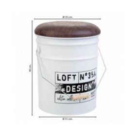 Secchio Alexandra House Living Bianco Canapa Metallo Legno di abete 35 x 31 x 40 cm Con coperchio Con maniglia