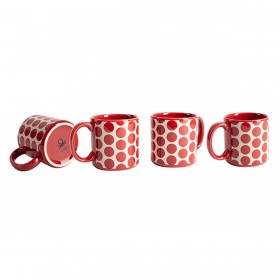 Set di Tazze Benetton Rosso Gres Pois 4 Pezzi