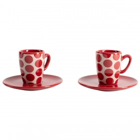 Set da Caffè Benetton Rosso Gres Pois 4 Pezzi