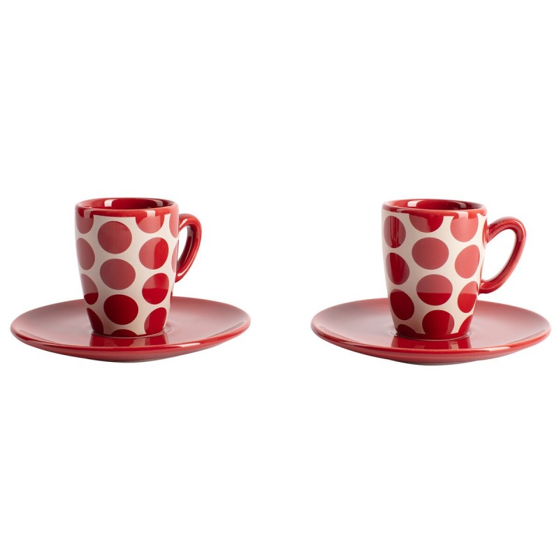 Set da Caffè Benetton Rosso Gres Pois 4 Pezzi