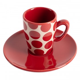 Set da Caffè Benetton Rosso Gres Pois 4 Pezzi