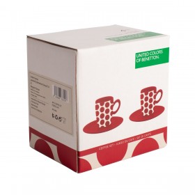 Set da Caffè Benetton Rosso Gres Pois 4 Pezzi