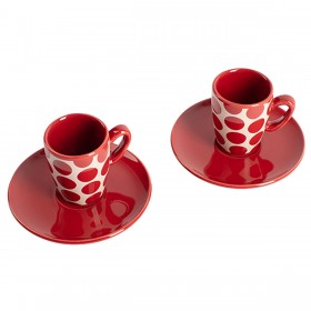 Set da Caffè Benetton Rosso Gres Pois 4 Pezzi