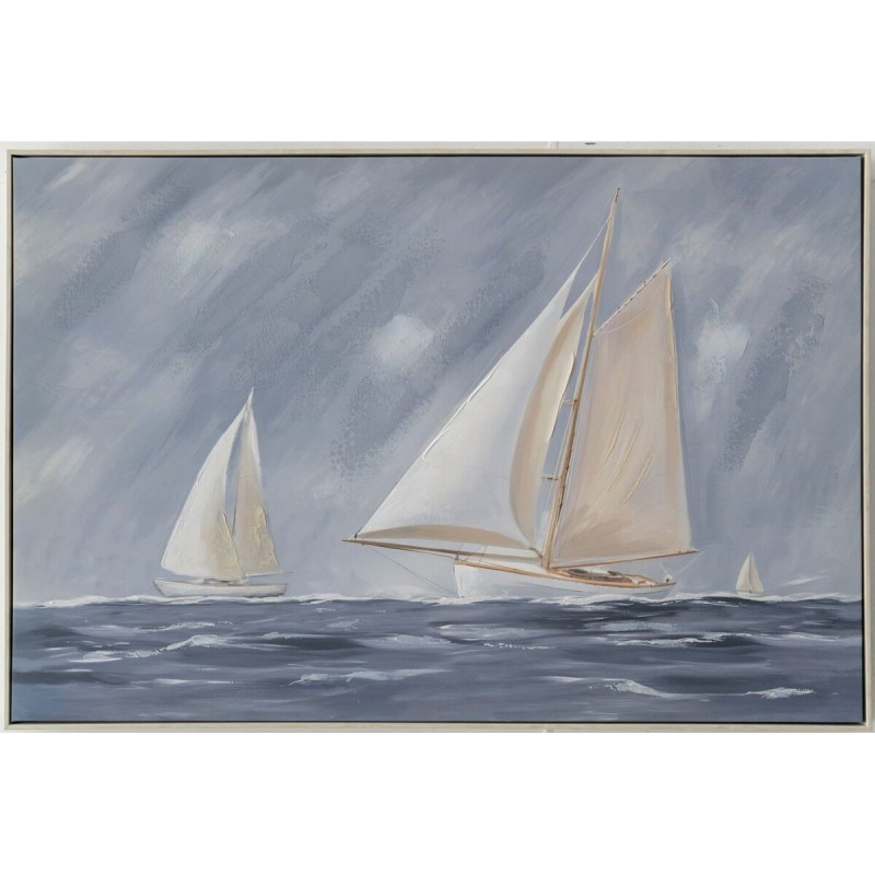 Quadro a Olio Romimex polistirene Tela Barca a vela 120 x 80 x 4 cm