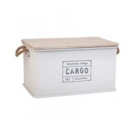 Baule Alexandra House Living Cargo Bianco Canapa Metallo Legno di abete 38 x 60 x 33 cm