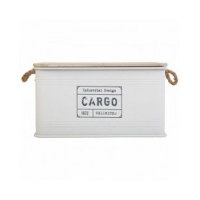 Baule Alexandra House Living Cargo Bianco Canapa Metallo Legno di abete 38 x 60 x 33 cm